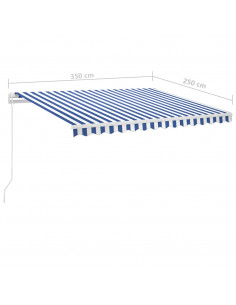 Tenda da Sole Retrattile Manuale con LED 350x250cm Blu e Bianco