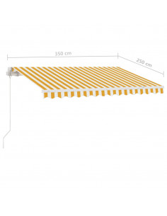 Tenda da Sole Retrattile Manuale LED 350x250 cm Gialla e Bianca