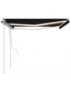 Tenda da Sole Retrattile Manuale con LED 4,5x3 m Antracite