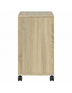 Tavolino con Ruote Rovere Sonoma 50x30x55 cm Legno Multistrato