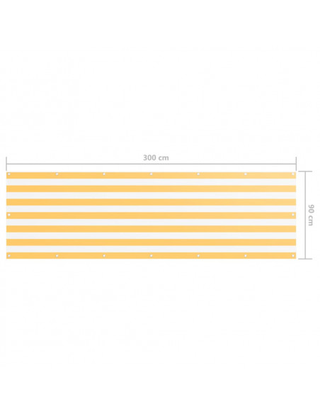 Paravento da Balcone Bianco e Giallo 90x300 cm Tessuto Oxford