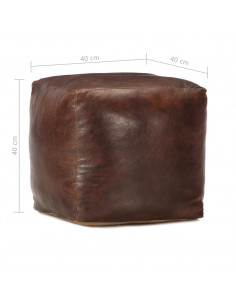 Pouf Marrone Scuro 40x40x40 cm in Vera Pelle di Capra