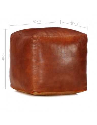 Pouf Tanno 40x40x40 cm in Vera Pelle di Capra