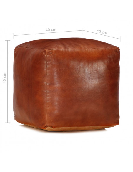 Pouf Tanno 40x40x40 cm in Vera Pelle di Capra
