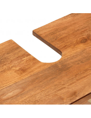 Set Mobili da Bagno 4pz Marrone e Nero Legno Massello di Mango