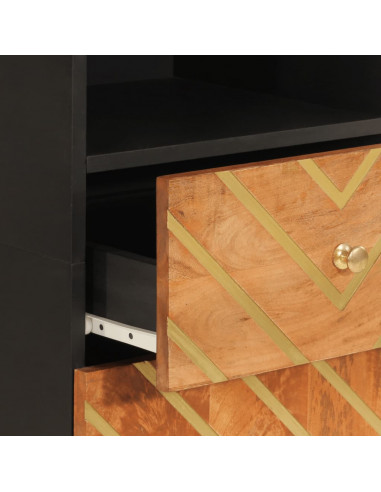 Set Mobili da Bagno 5pz Marrone e Nero Legno Massello di Mango