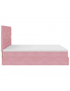 Struttura Letto Pouf con Materassi Rosa 200x200 cm Velluto