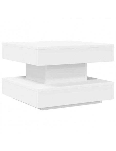 Tavolino da Caffè Girevole a 360 Gradi Bianco 50x50x34,5 cm