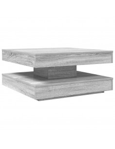 Tavolino da Caffè Girevole a 360 Gradi Grigio 70x70x34,5 cm