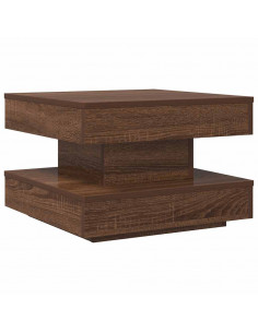 Tavolino da Caffè Girevole a 360 Gradi Marrone 50x50x34,5 cm