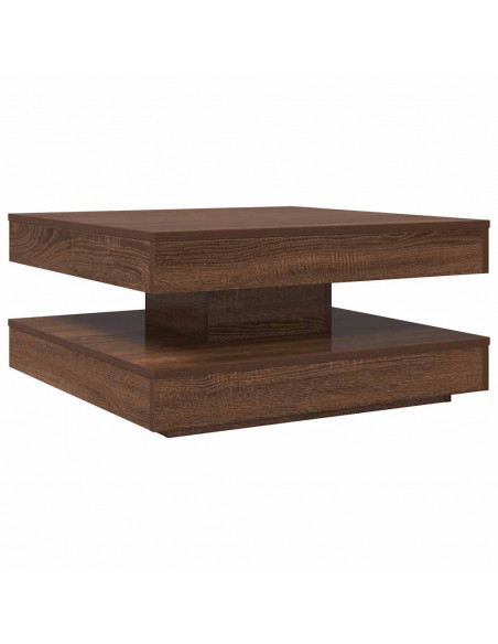 Tavolino da Caffè Girevole a 360 Gradi Marrone 70x70x34,5 cm