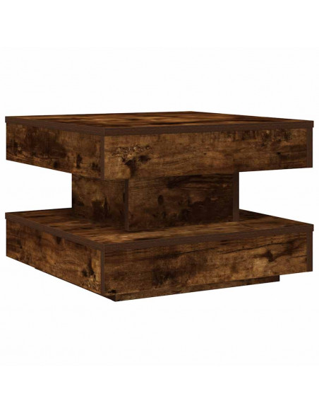 Tavolino da Caffè Girevole a 360 Gradi Rovere 50x50x34,5 cm