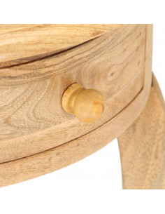 Tavolino da Salotto 37x37x61 cm in Legno Massello di Mango