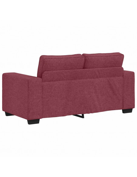 Set di Divani 2 pz con Cuscini Rosso Vino in Tessuto