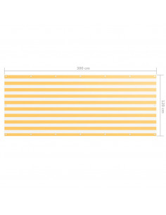 Paravento Balcone Bianco e Giallo 120x300 cm Tessuto Oxford
