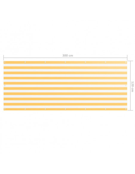 Paravento Balcone Bianco e Giallo 120x300 cm Tessuto Oxford