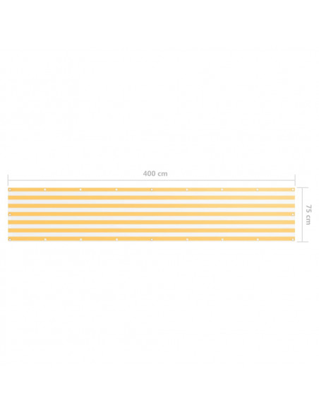 Paravento da Balcone Bianco e Giallo 75x400 cm Tessuto Oxford