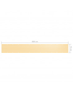 Paravento da Balcone Bianco e Giallo 75x600 cm Tessuto Oxford