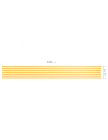 Paravento da Balcone Bianco e Giallo 75x600 cm Tessuto Oxford