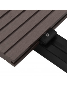 Pavimento Esterni WPC Pieno Accessori 16m² 2,2m Marrone Scuro