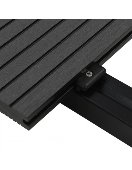Pavimento per Esterni in WPC Pieno Accessori 16 m² 2,2 m Nero