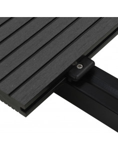 Pavimento per Esterni in WPC Pieno Accessori 20 m² 2,2 m Nero