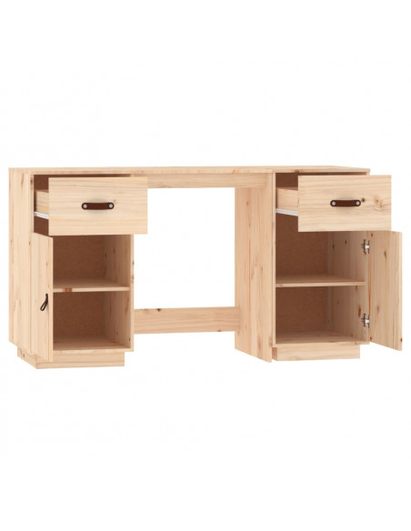 Scrivania con Armadietti 135x50x75 cm in Legno Massello di Pino
