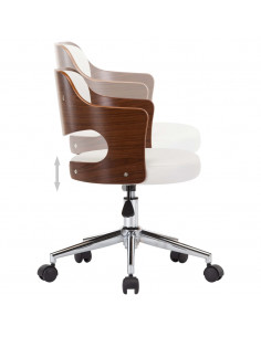 Sedia da Ufficio Girevole Bianca in Legno Piegato e Similpelle