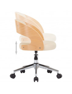 Sedia da Ufficio Girevole Crema in Legno Piegato e Similpelle