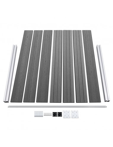 Set Pannello di Recinzione in WPC 699x146 cm Grigio