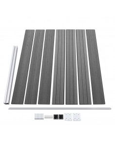 Set Pannello di Recinzione in WPC 353x146 cm Grigio 2