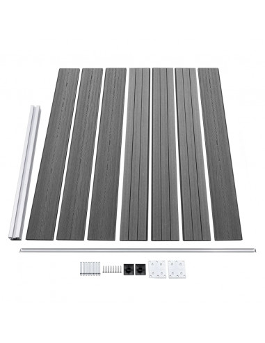 Set Pannello di Recinzione in WPC 353x146 cm Grigio