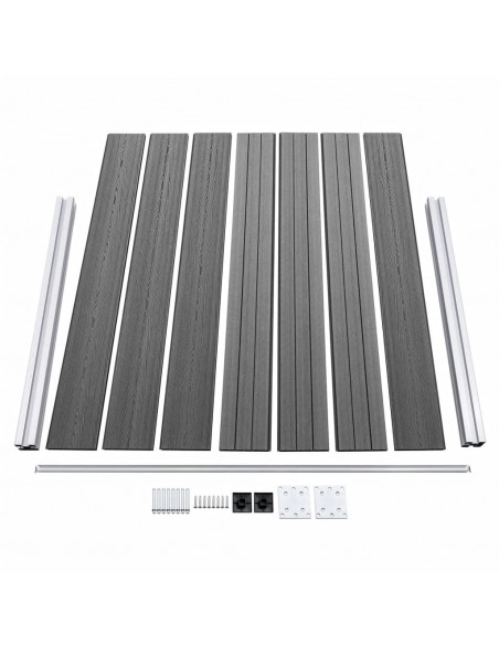 Set Pannello di Recinzione in WPC 353x146 cm Grigio