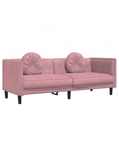 Set di Divani 2 pz con Cuscini Rosa in Velluto