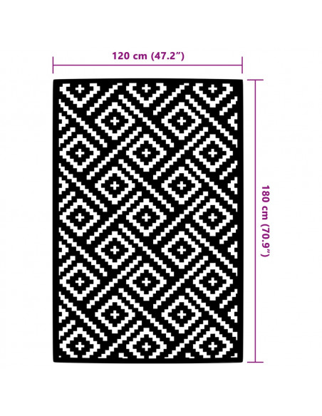 Tappeto da Esterni Bianco e Nero 120x180 cm in PP