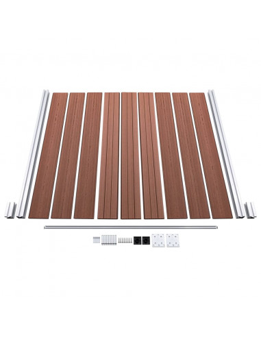 Pannelli Recinzione 9 Quadrati 1 Inclinato 1657x186cm Marrone