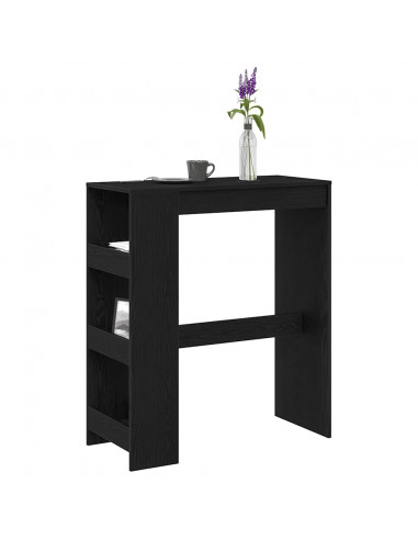 Tavolo Bar con Rastrelliera Rovere Nero 90x40x103,5 cm