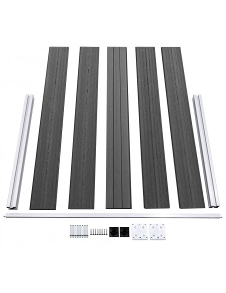 Set Pannelli di Recinzione in WPC 353x105 cm Nero