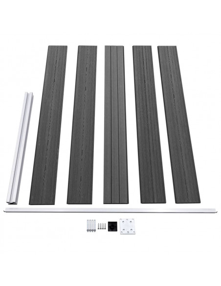 Set Pannelli di Recinzione in WPC 526x105 cm Nero