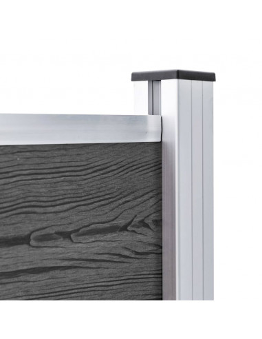 Set Pannelli di Recinzione in WPC 526x105 cm Nero