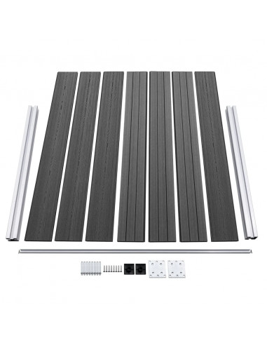 Set Pannelli di Recinzione in WPC 353x146 cm Nero