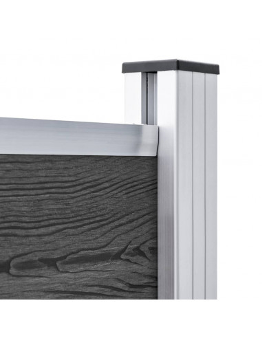 Set Pannelli di Recinzione in WPC 353x146 cm Nero