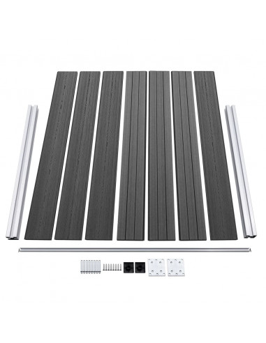 Set Pannelli di Recinzione in WPC 699x146 cm Nero
