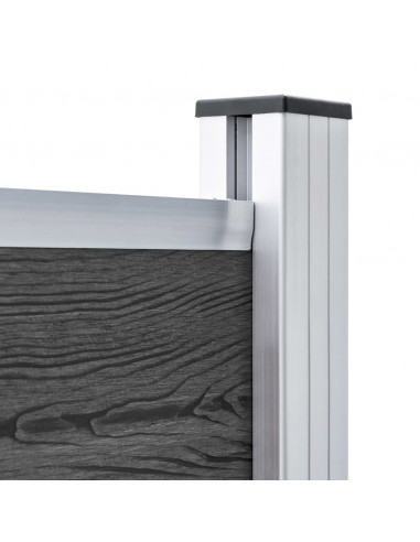 Set Pannelli di Recinzione in WPC 699x146 cm Nero