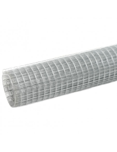Recinzione in Rete per Pollaio Acciaio Zincato 25x1,5m Argento