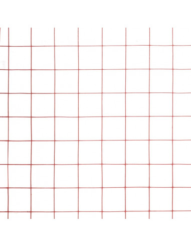 Recinzione in Rete per Pollaio in Acciaio e PVC 25x1,5 m Rossa