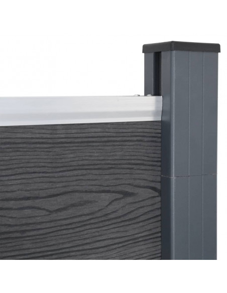 Set Pannello di Recinzione Grigio 526x186 cm in WPC