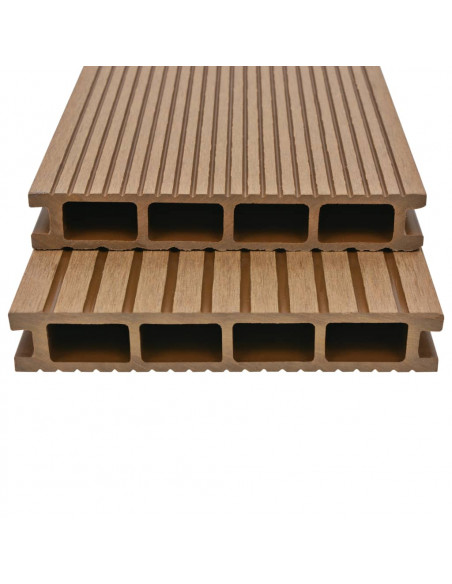 Pavimento per Esterni in WPC Cavo con Accessori 16m² 2,2m Teak