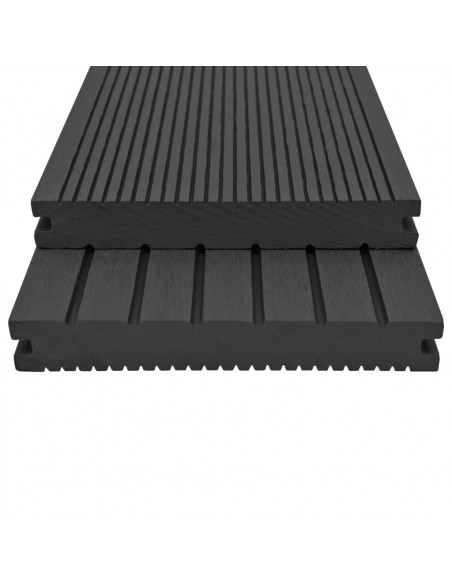 Pavimento per Esterni in WPC Pieno Accessori 10 m² 2,2 m Nero