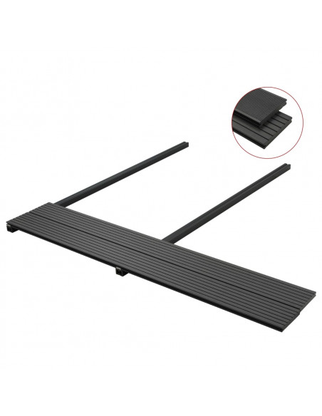 Pavimento per Esterni in WPC Pieno Accessori 10 m² 2,2 m Nero